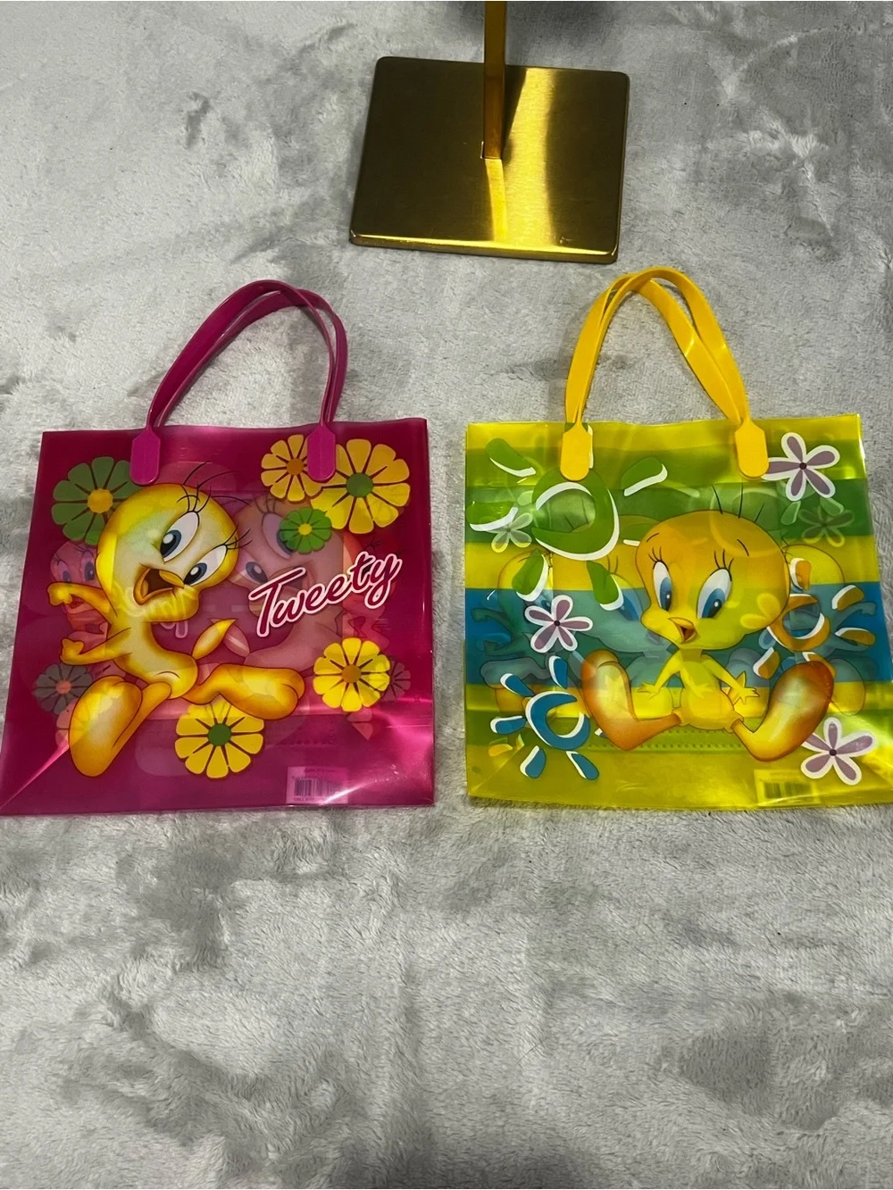 💗💛 NEW Tweety Bird Reusable Clear Tote Bag Duo Pink & Yellow Floral